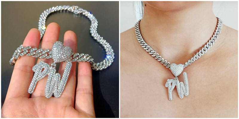 custom name diamond chain jewelry manufacturers bulk personalized diamond plated name necklace wholesale vendors